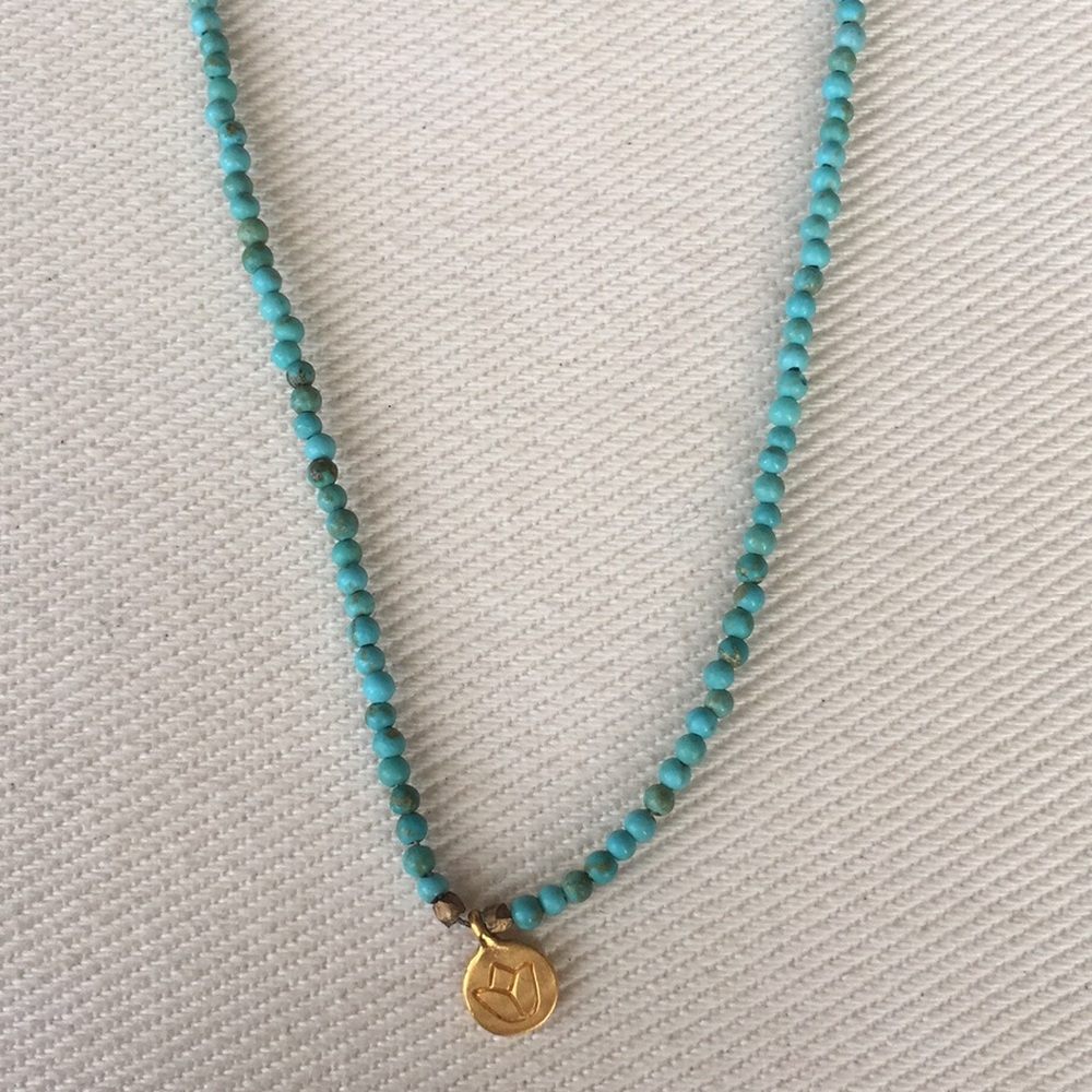 Turquoise necklace with gold filled pendant